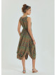 Pera Patterned Sleeveless Paisley Tie Waist Dress